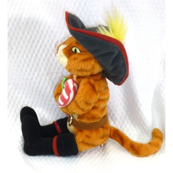 Ty Puss In Boots Tabby Cat Plush Toy 2008 Shrek The Halls Candy Cane & Hat - Picture 2 of 7